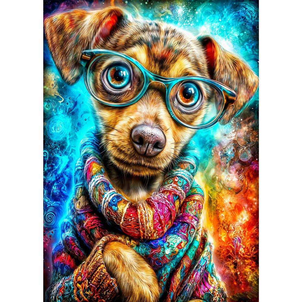 5D Diamond Painting – Cosmic Pup, Unique-Diamond