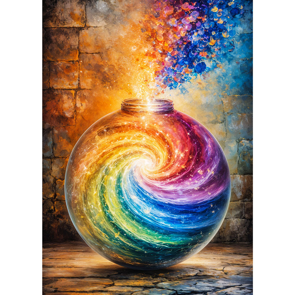 5D Diamond Painting – Cosmic Rainbow Vortex, Unique-Diamond
