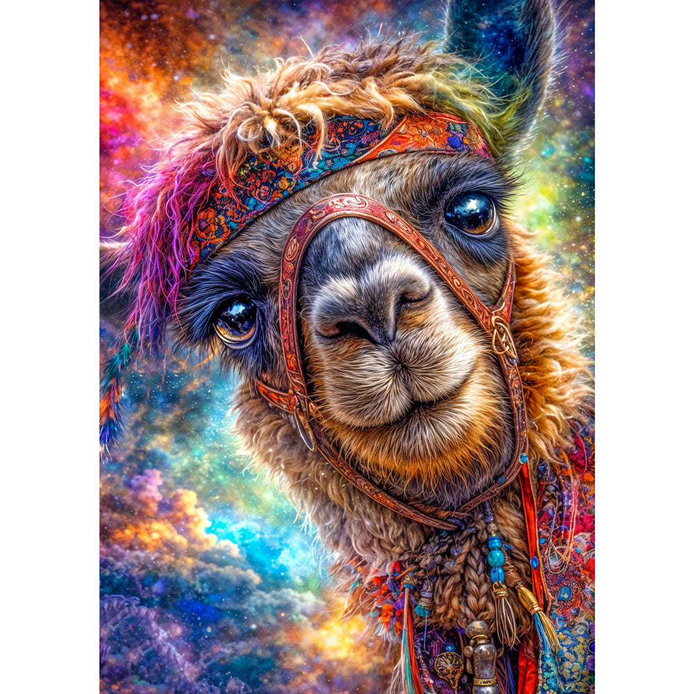 5D Diamond Painting – Cosmic Spirit Llama, Unique-Diamond