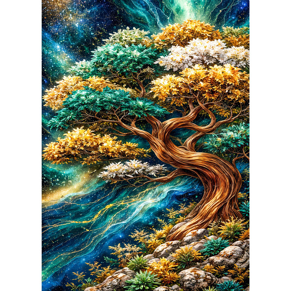 5D Diamond Painting – Cosmic Tree of Harmony, Unique-Diamond