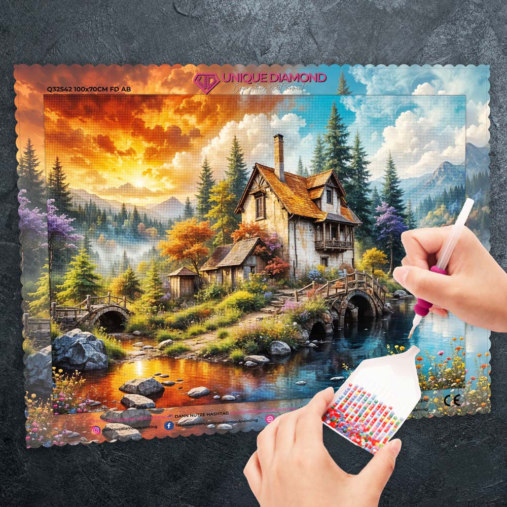 5D Diamond Painting – Cottage of Eternal Seasons Unique-Diamond