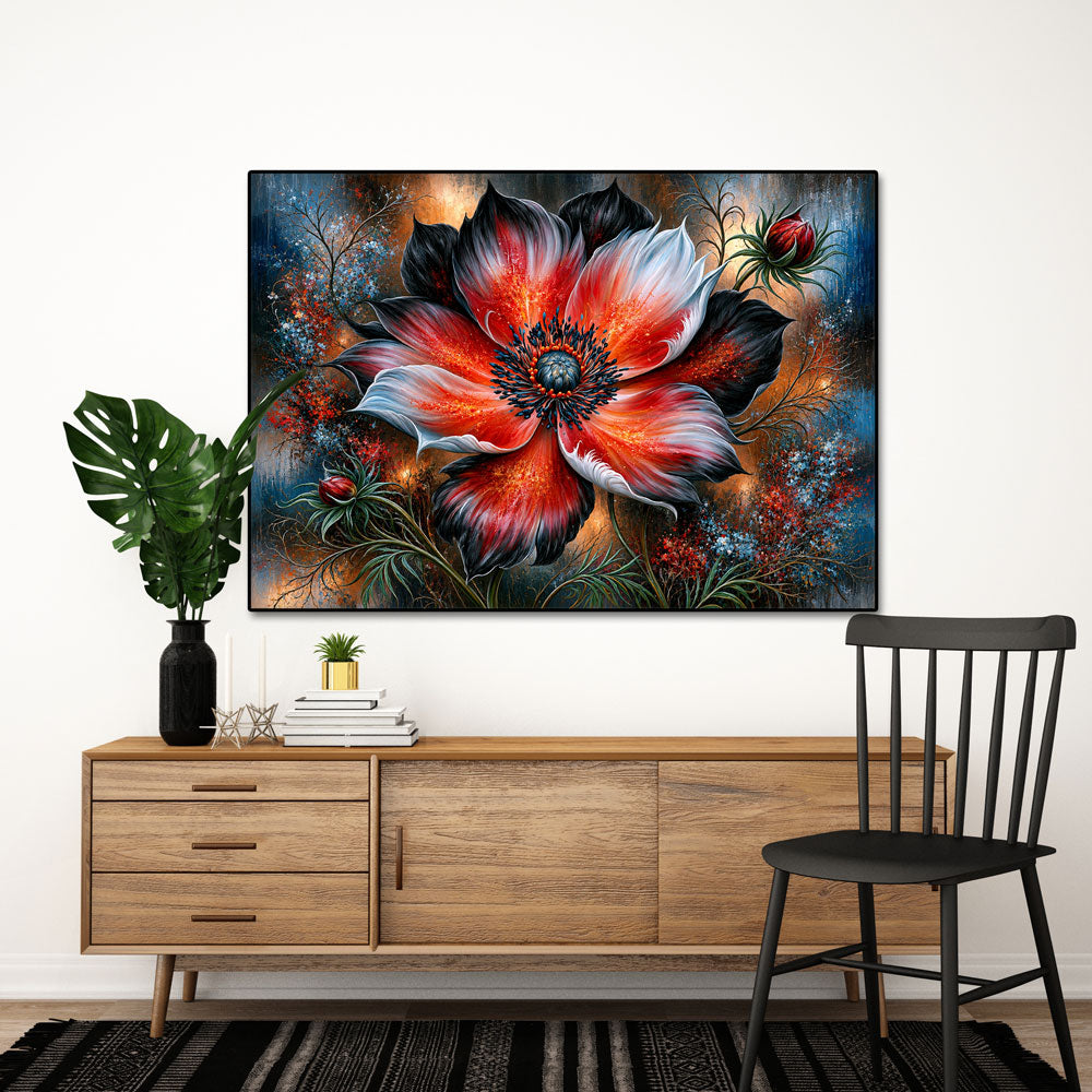 5D Diamond Painting – Crimson Midnight Bloom