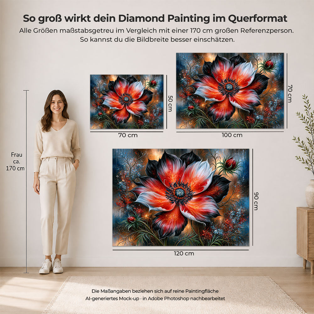 5D Diamond Painting – Crimson Midnight Bloom