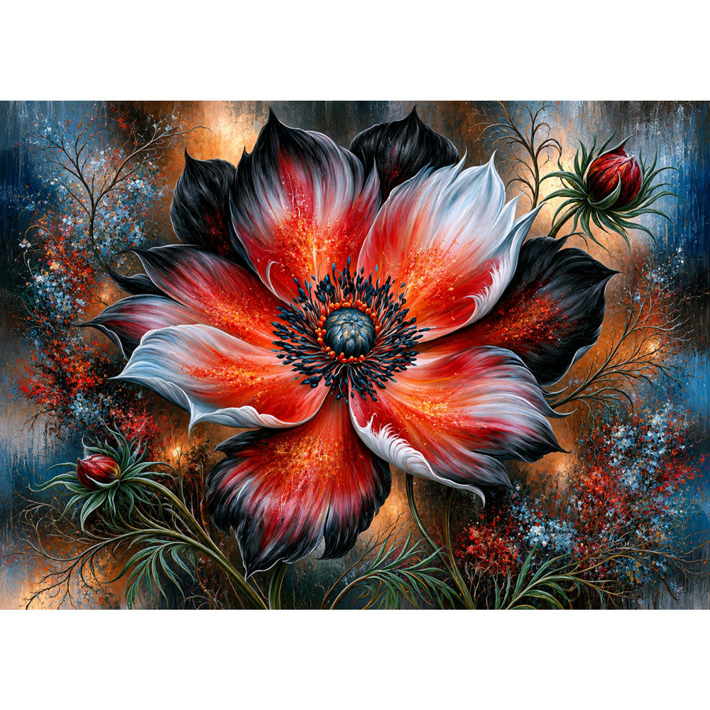5D Diamond Painting – Crimson Midnight Bloom | Unique Diamond