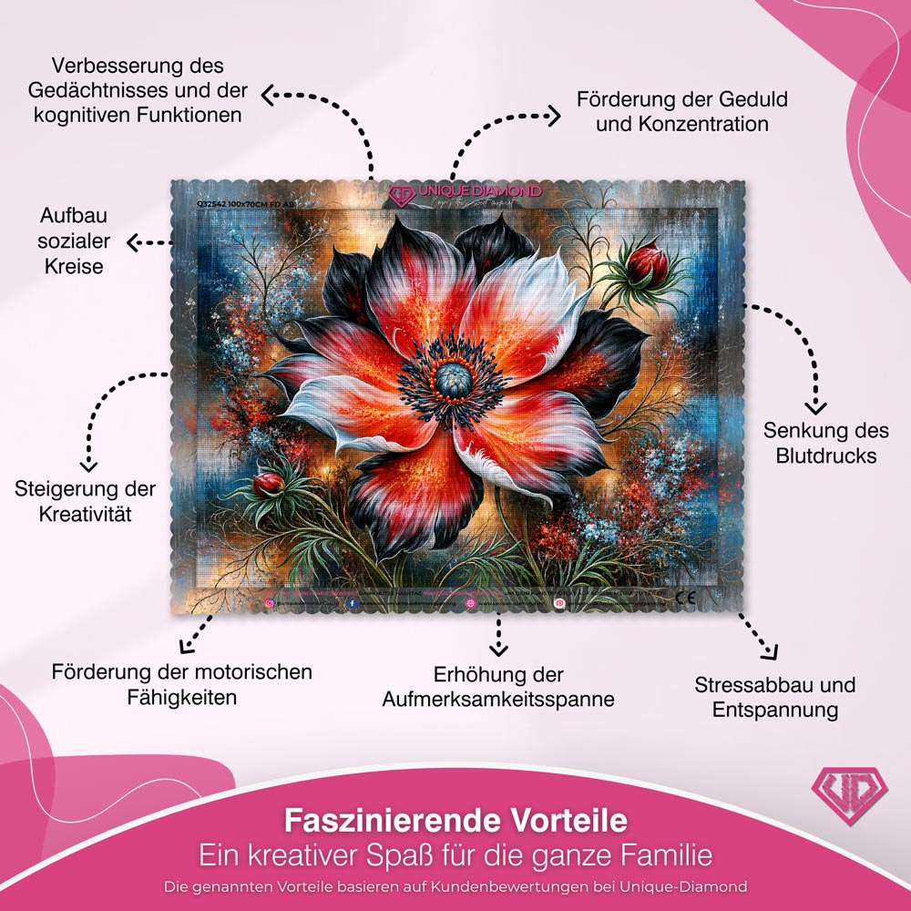 5D Diamond Painting – Crimson Midnight Bloom