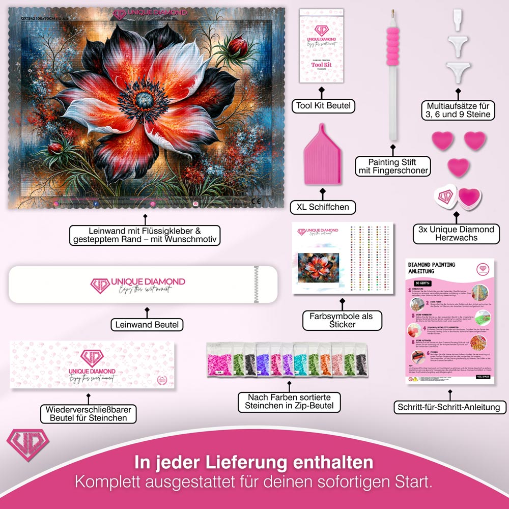 5D Diamond Painting – Crimson Midnight Bloom