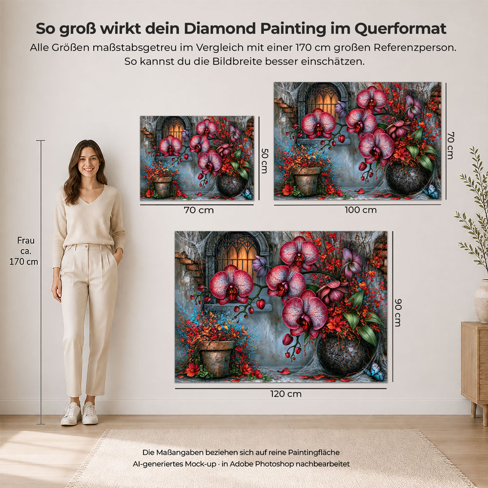 5D Diamond Painting – Crimson Orchid Sanctuary