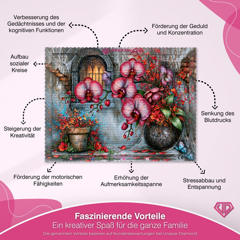 5D Diamond Painting – Crimson Orchid Sanctuary