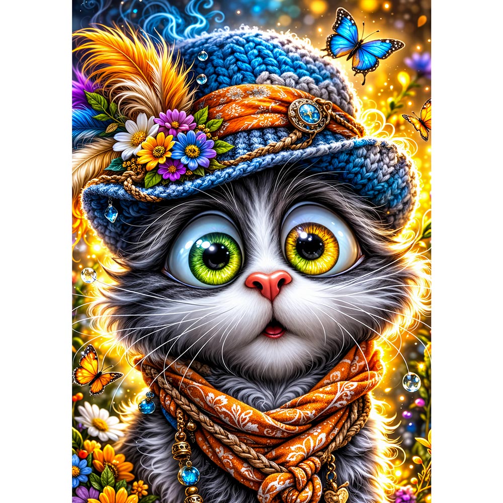 5D Diamond Painting – Curious Cat, Unique-Diamond