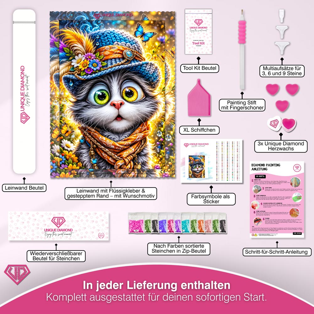 5D Diamond Painting – Curious Cat