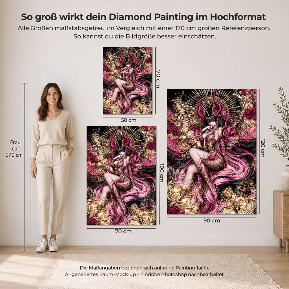 5D Diamond Painting – Dämonenkönigin der Purpurrosen