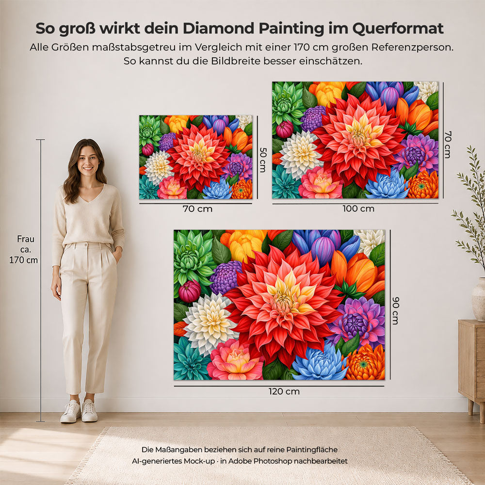 5D Diamond Painting – Dahlienfeuer im Farbenmeer