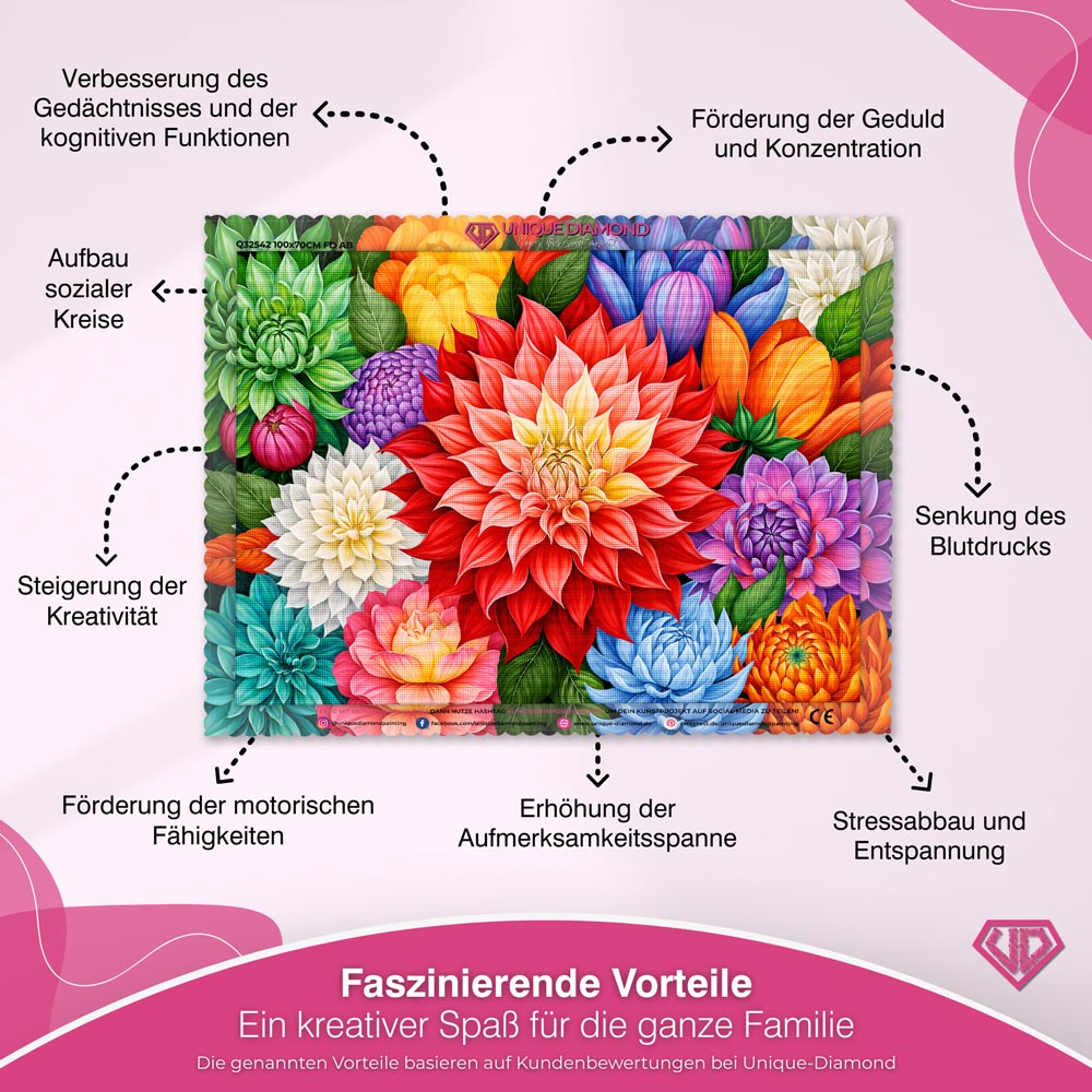 5D Diamond Painting – Dahlienfeuer im Farbenmeer