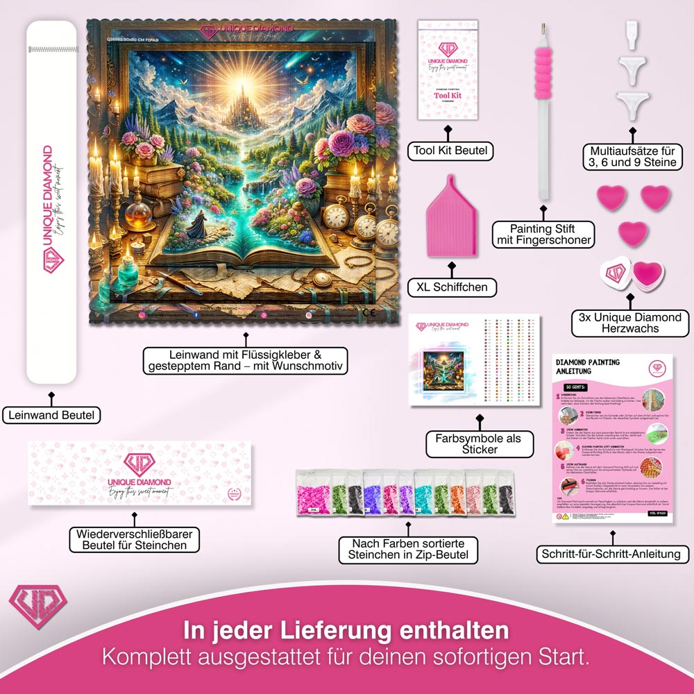 5D Diamond Painting – Das Buch der leuchtenden Reise Unique-Diamond