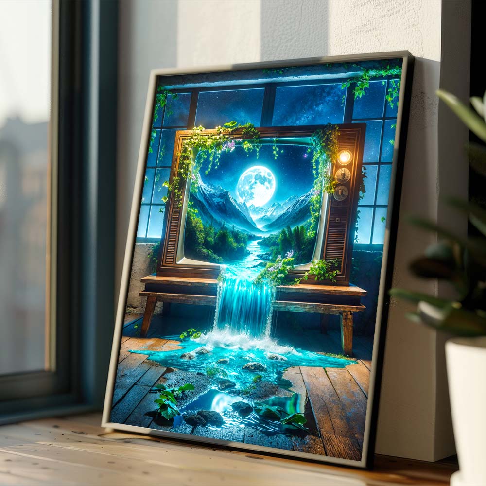5D Diamond Painting – Das Fenster zur Mondlandschaft Unique-Diamond
