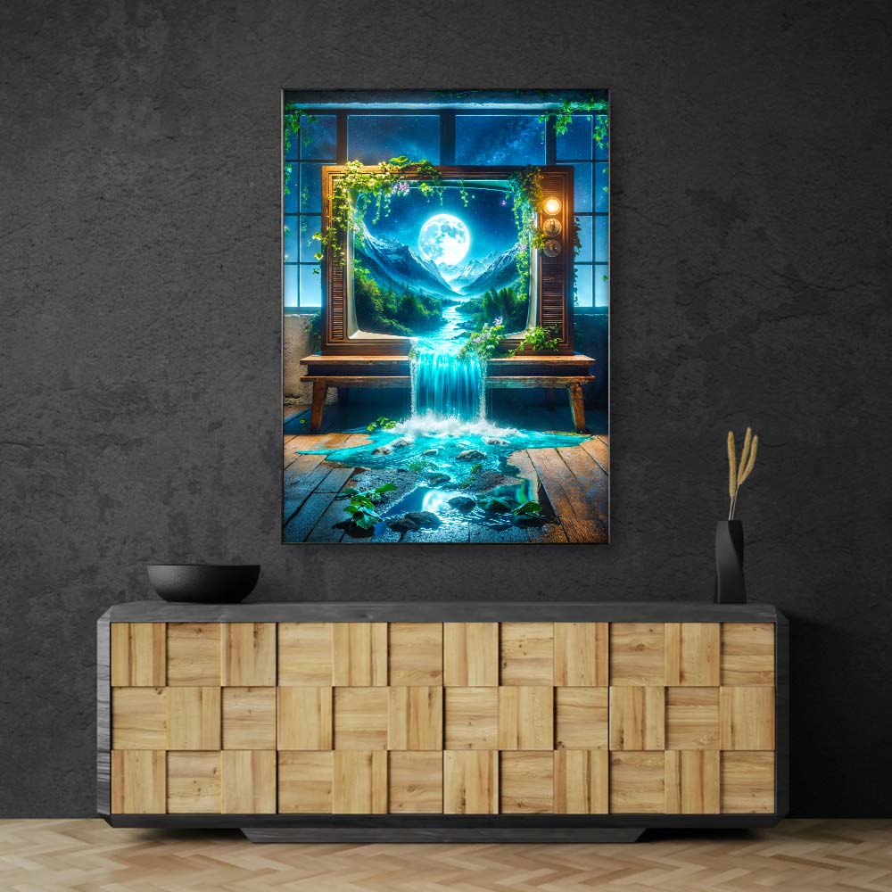5D Diamond Painting – Das Fenster zur Mondlandschaft Unique-Diamond