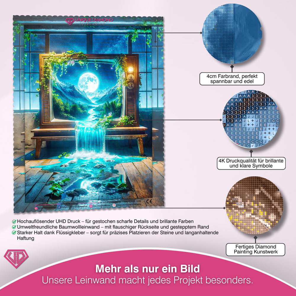 5D Diamond Painting – Das Fenster zur Mondlandschaft