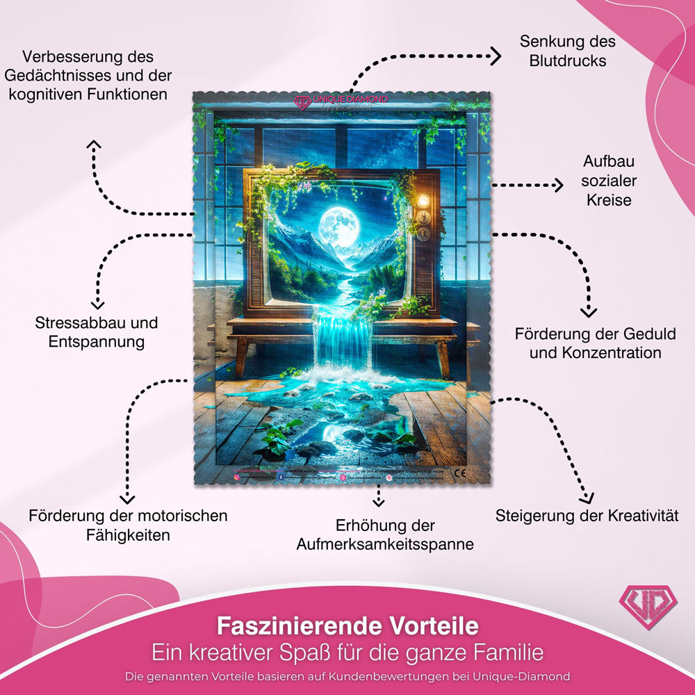 5D Diamond Painting – Das Fenster zur Mondlandschaft Unique-Diamond