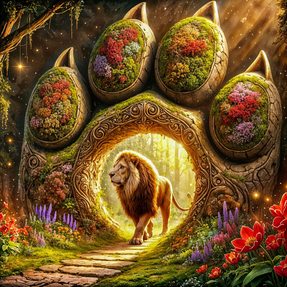 5D Diamond Painting – Das Tor des Löwenkönigs Unique-Diamond