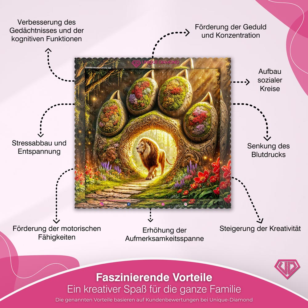 5D Diamond Painting – Das Tor des Löwenkönigs Unique-Diamond