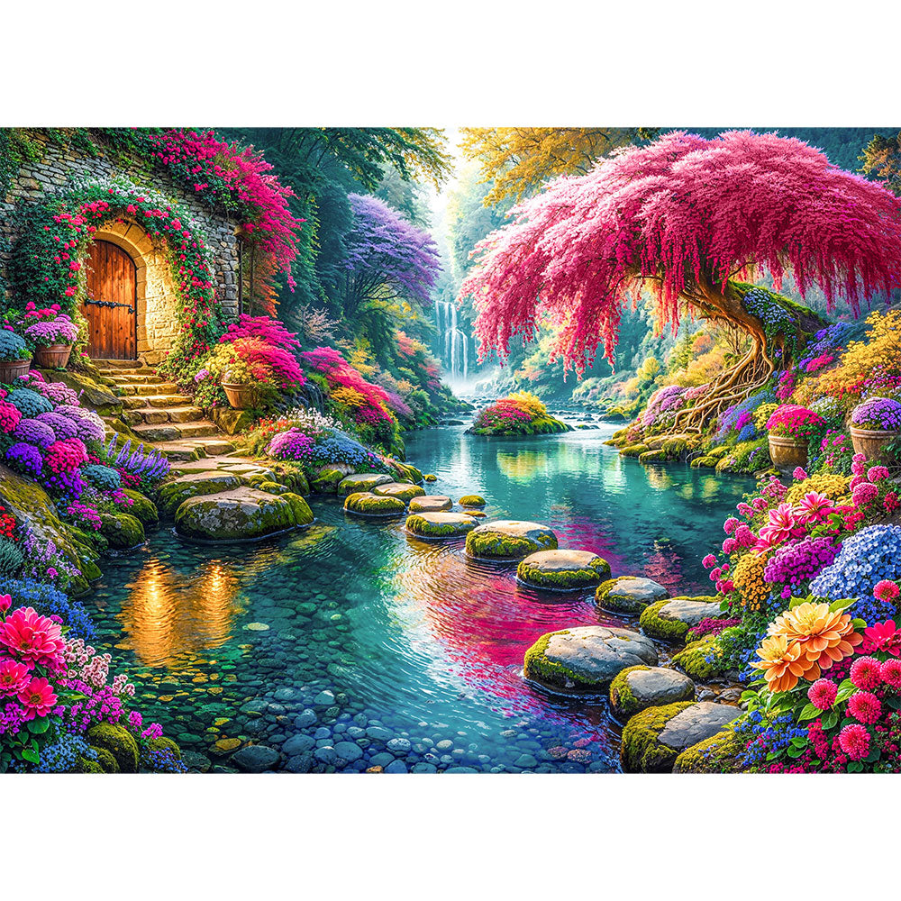 5D Diamond Painting – Das verborgene Blütenparadies, Unique-Diamond