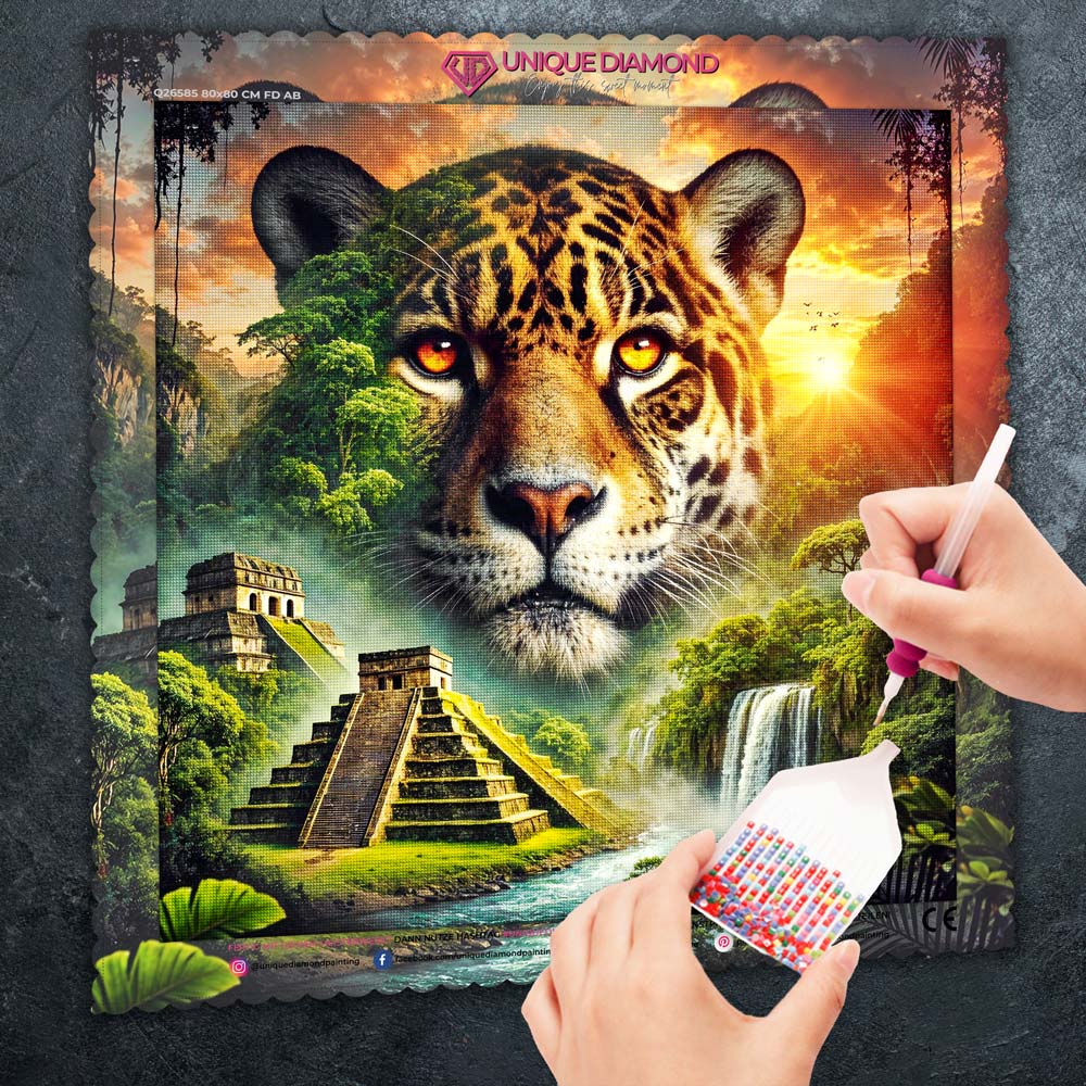 5D Diamond Painting – Der Wächter der Maya-Ruinen, Unique-Diamond