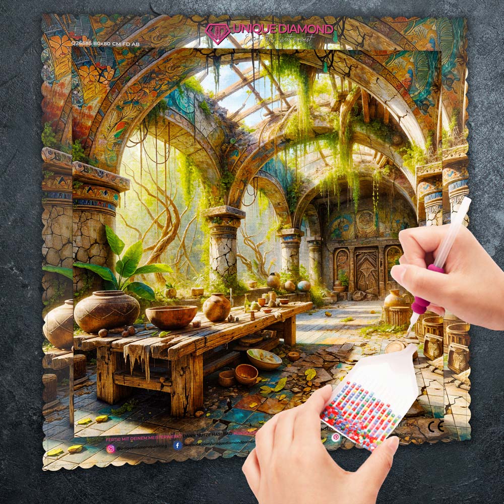 5D Diamond Painting – Der vergessene Tempel der Natur Unique-Diamond