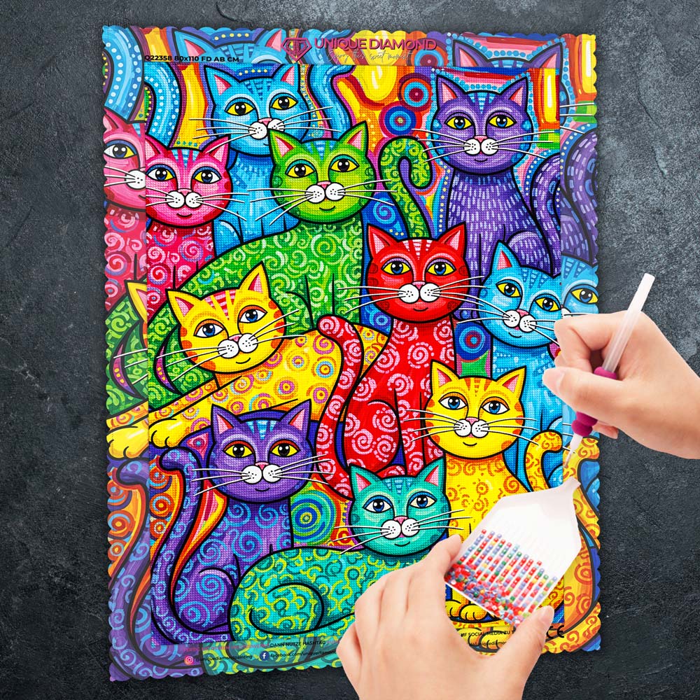 5D Diamond Painting – Die Katzenbande von Colorino Unique-Diamond