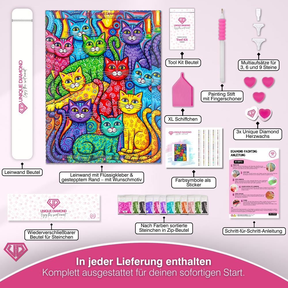 5D Diamond Painting – Die Katzenbande von Colorino Unique-Diamond