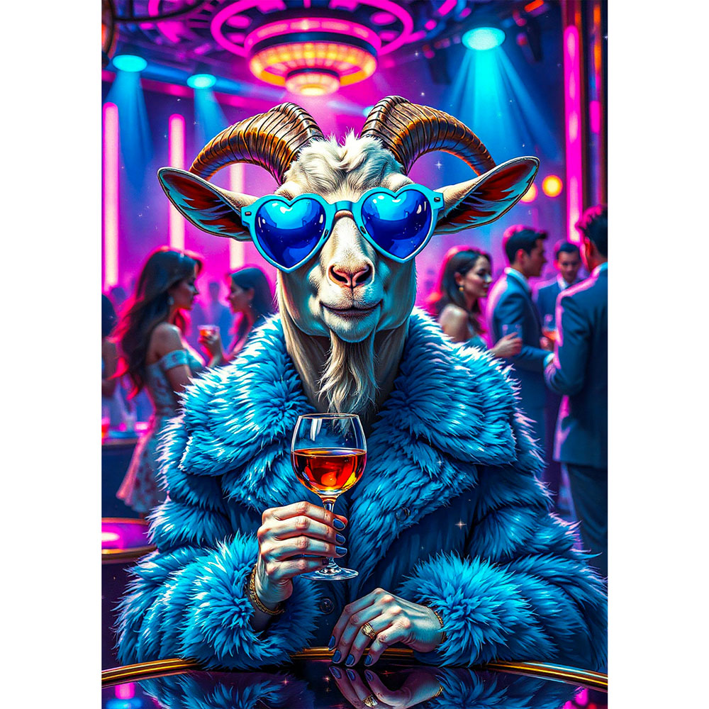 5D Diamond Painting – Disco Goat mit 100 Farben, Unique-Diamond