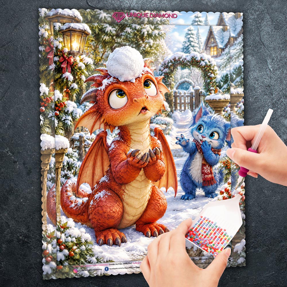 5D Diamond Painting – Drachenstarker Schneeballstreich
