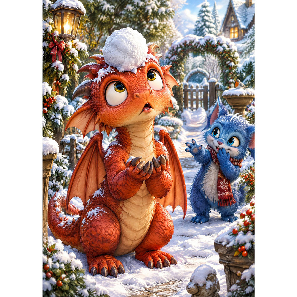5D Diamond Painting – Drachenstarker Schneeballstreich | Unique Diamond