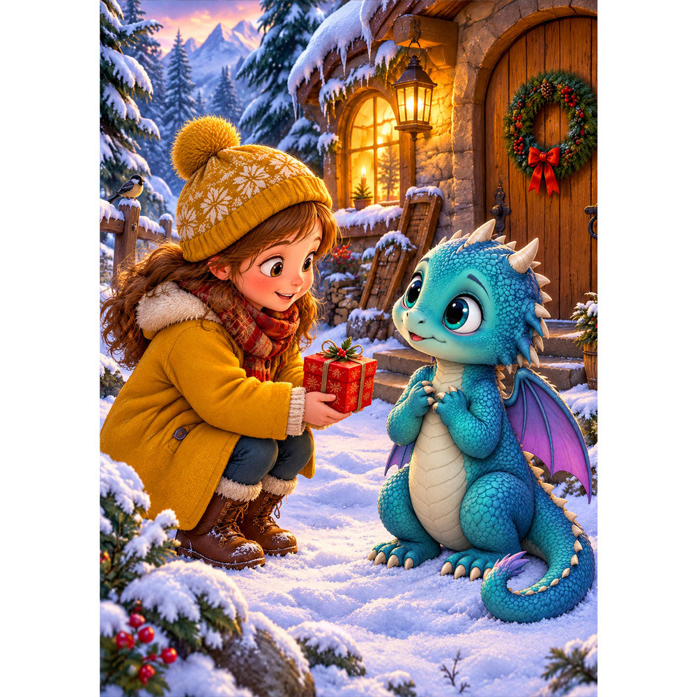 5D Diamond Painting – Ein Weihnachtsgeschenk für den kleinen Drachen | Unique Diamond

