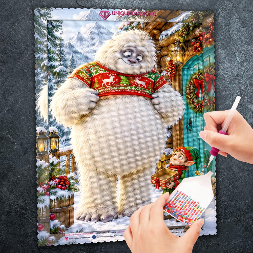 5D Diamond Painting – Ein Weihnachtspulli für den Yeti