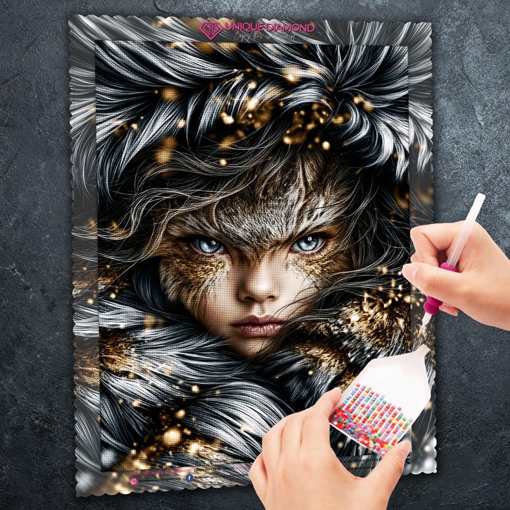 5D Diamond Painting – Eisblick im Silbersturm