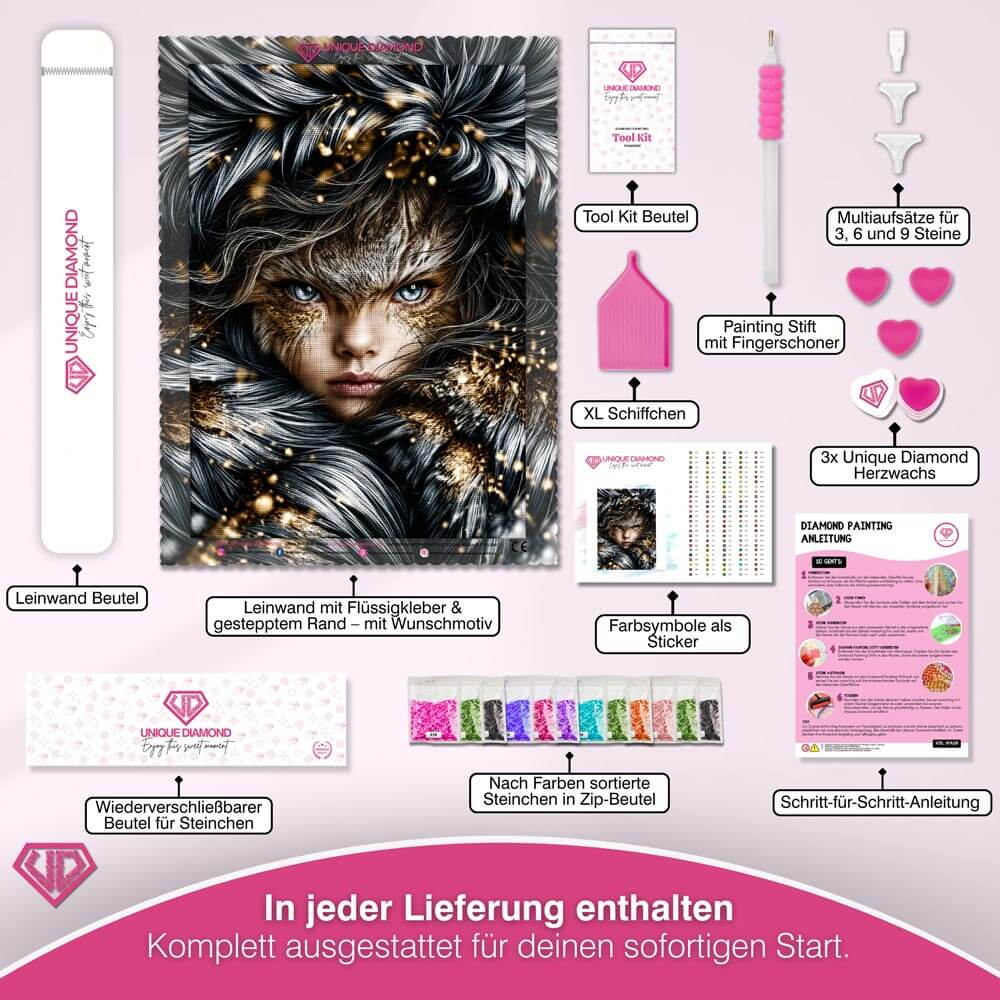 5D Diamond Painting – Eisblick im Silbersturm