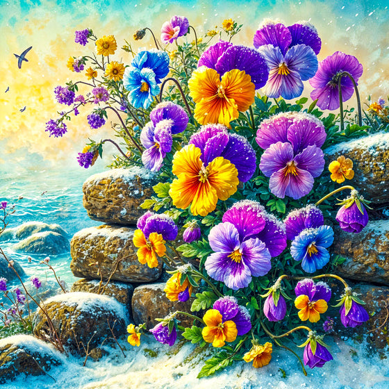 5D Diamond Painting – Eisblüten am Morgenmeer, Unique-Diamond