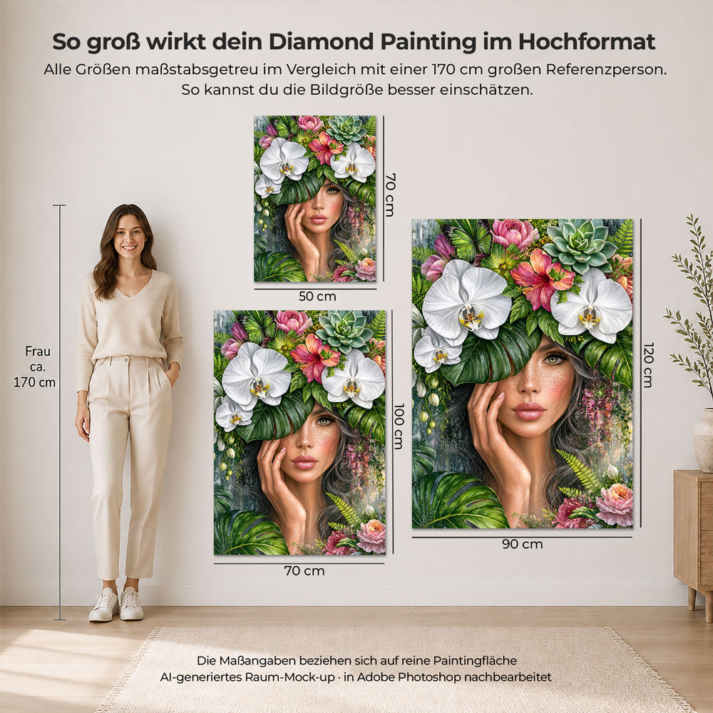 5D Diamond Painting – Elara im Garten der Orchideen