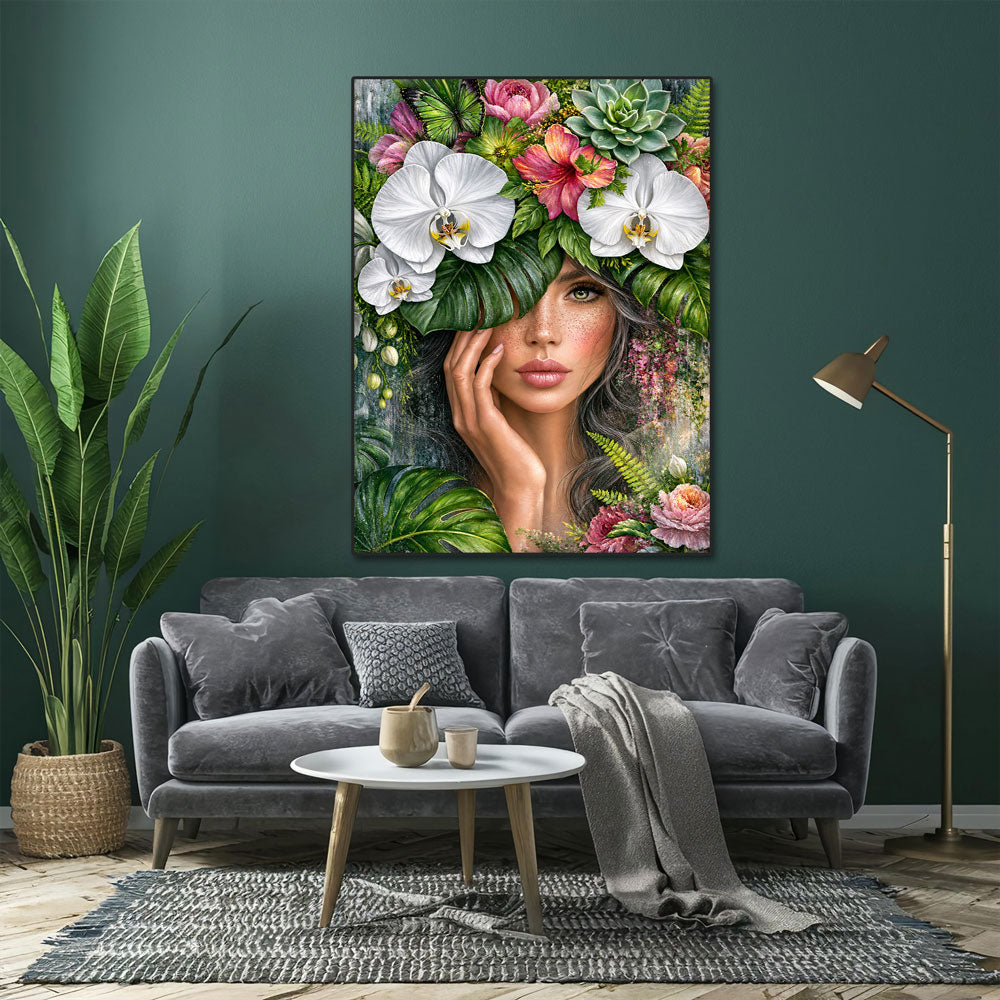 5D Diamond Painting – Elara im Garten der Orchideen