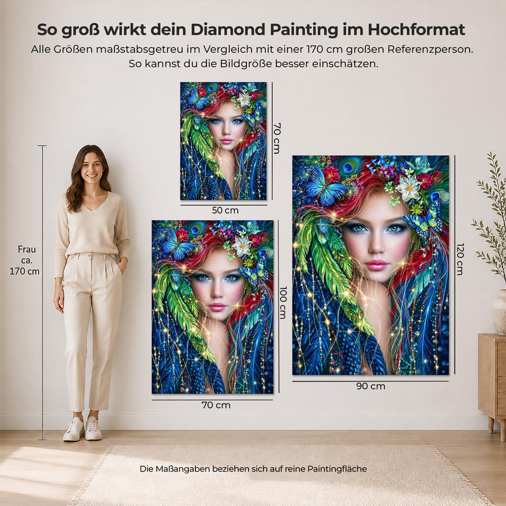 5D Diamond Painting – Elenya – Hüterin der Pfauenfedern