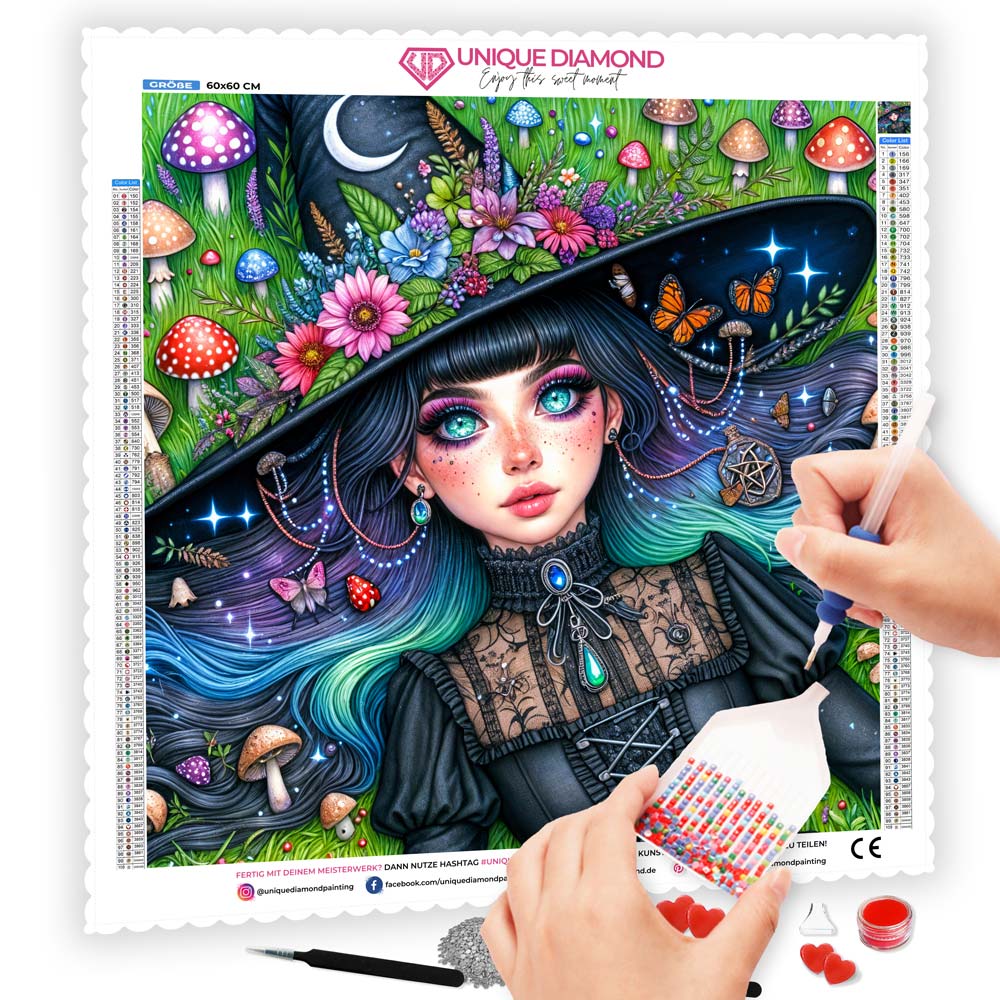 5D Diamond Painting – Elfenhexe im Zaubergarten, Unique-Diamond