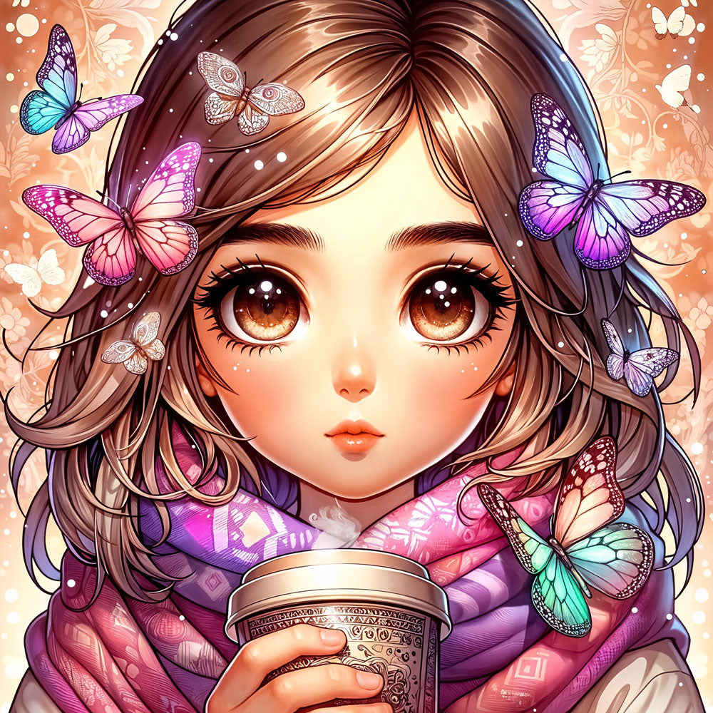 5D Diamond Painting – Elina und die Schmetterlingsstille