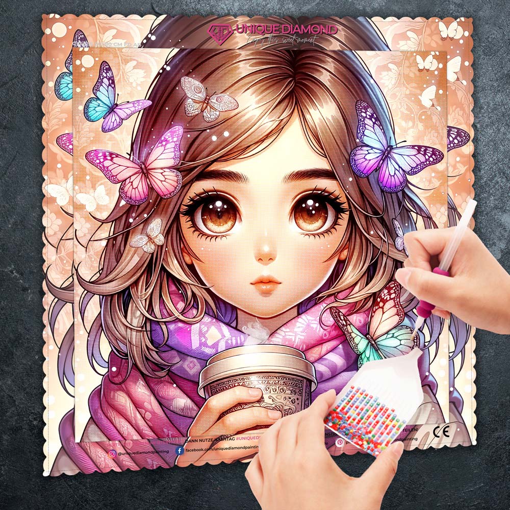 5D Diamond Painting – Elina und die Schmetterlingsstille