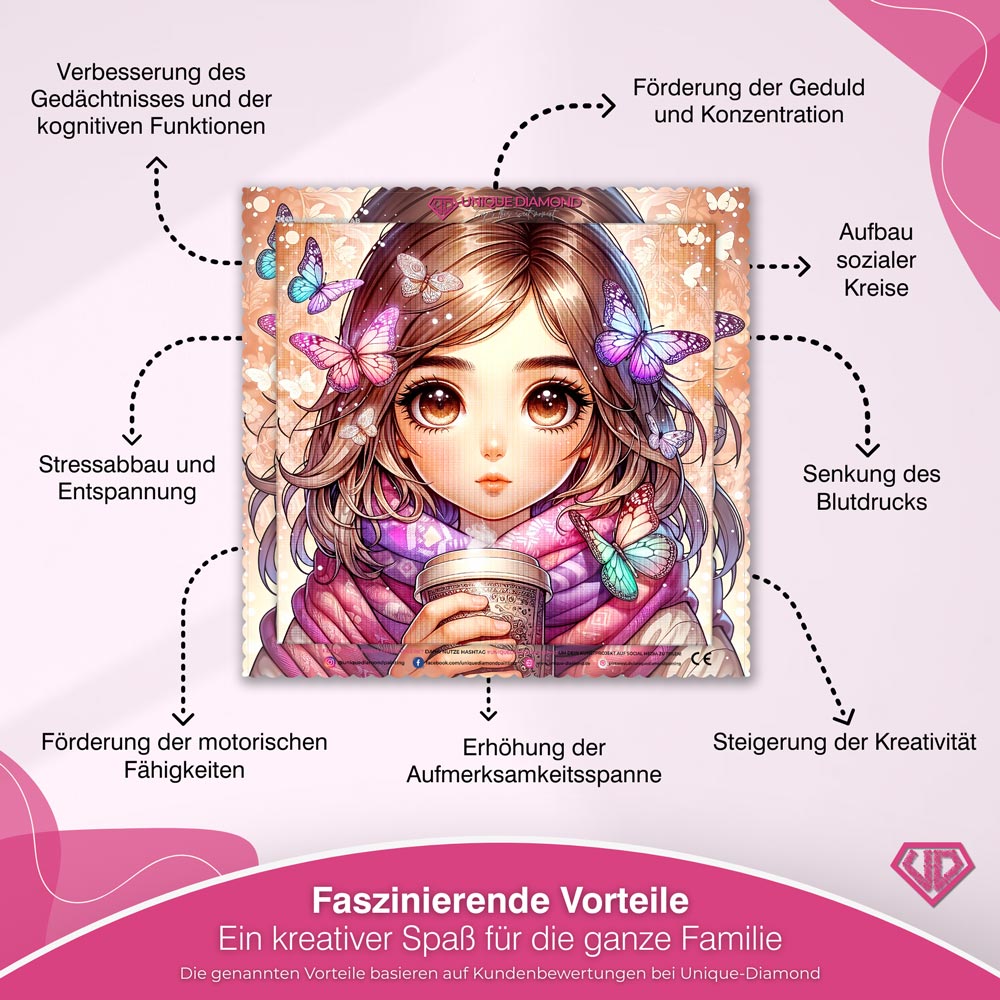 5D Diamond Painting – Elina und die Schmetterlingsstille