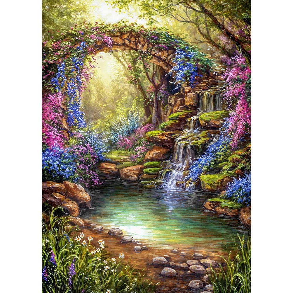 5D Diamond Painting – Elinoras Blütenbrücke, Unique-Diamond