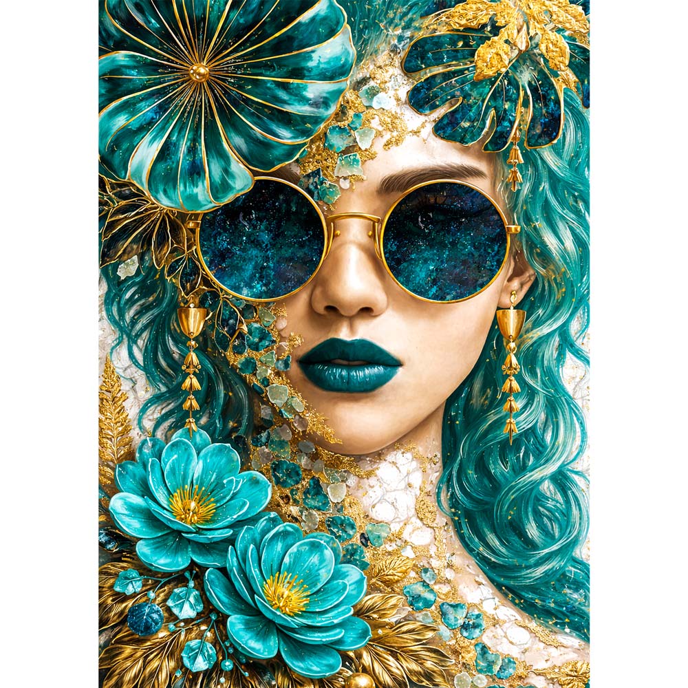 5D Diamond Painting – Emerald Glam Muse | Unique Diamond