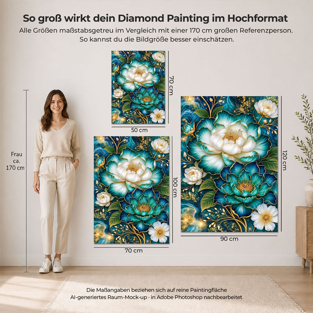 5D Diamond Painting – Emerald Golden Bloom