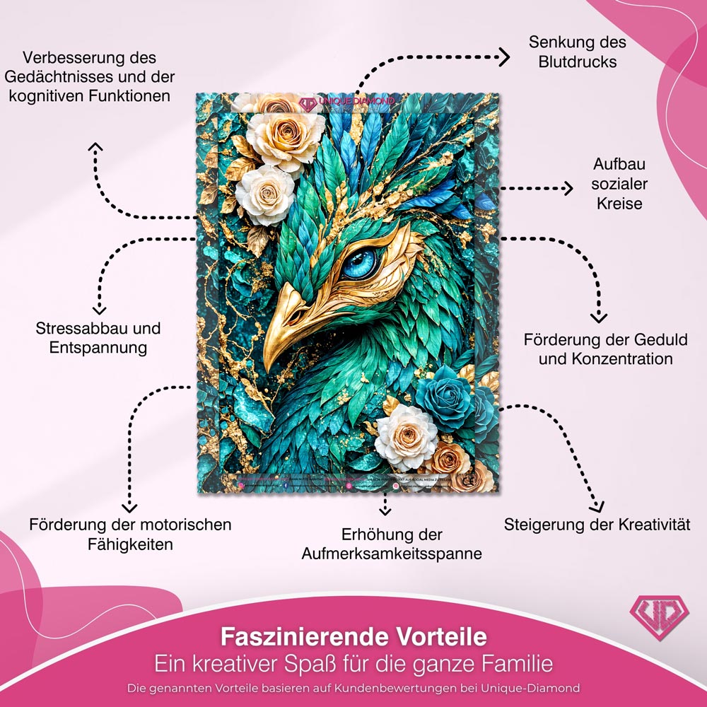 5D Diamond Painting – Emerald Phoenix Bloom