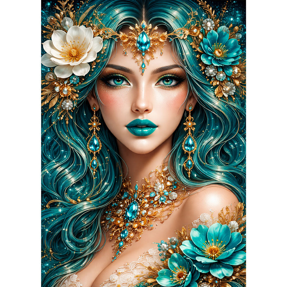 5D Diamond Painting – Emerald Queen Elegance, Unique-Diamond