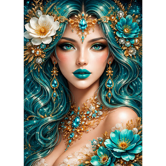 5D Diamond Painting – Emerald Queen Elegance, Unique-Diamond